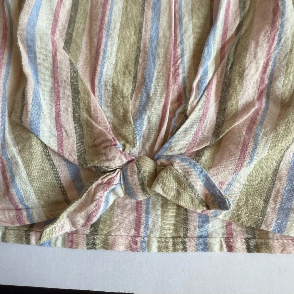 Girls CARTERS Pink/blue/green Striped Linen Tank Top Shirt 4/4A NWOT Spring